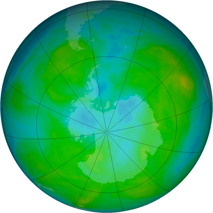 Antarctic ozone map for 24 February 1980